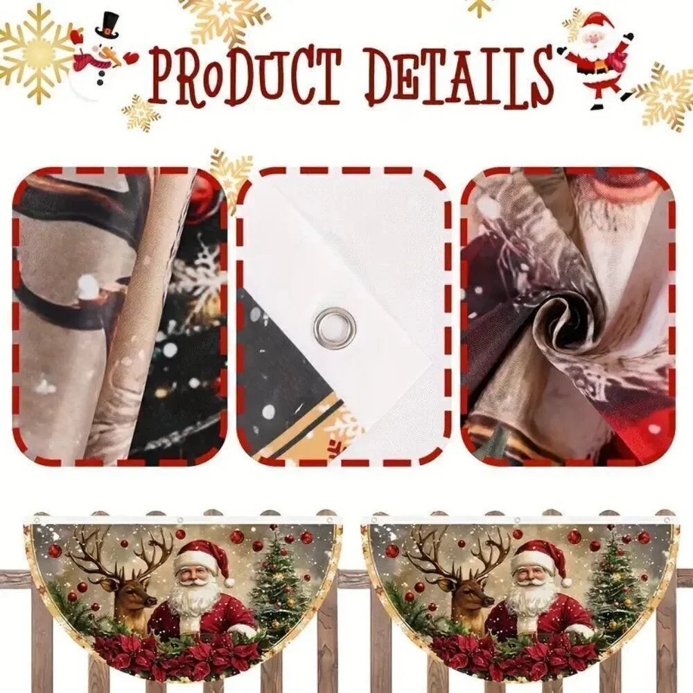 18 x 35 Holiday Wall Banner Festive Christmas Reindeer & Santa - Merry Christmas